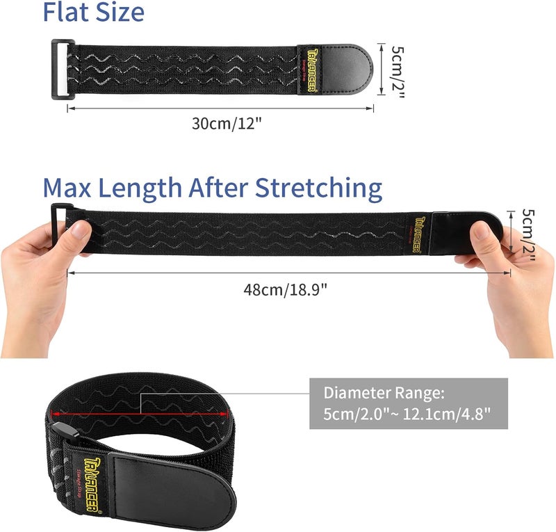 Trilancer Elastic Cinch Straps with Anti-Slip Strips, 12 "x 2"(8 Pack) Heavy Duty Multipurpose Hook and Loop Straps for Extension Cords, Cables, Ropes, Hoses, Bike, Pant Garters - Image 3