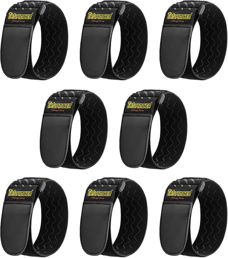 Trilancer Elastic Cinch Straps with Anti-Slip Strips, 12 "x 2"(8 Pack) Heavy Duty Multipurpose Hook and Loop Straps for Extension Cords, Cables, Ropes, Hoses, Bike, Pant Garters - Image 1