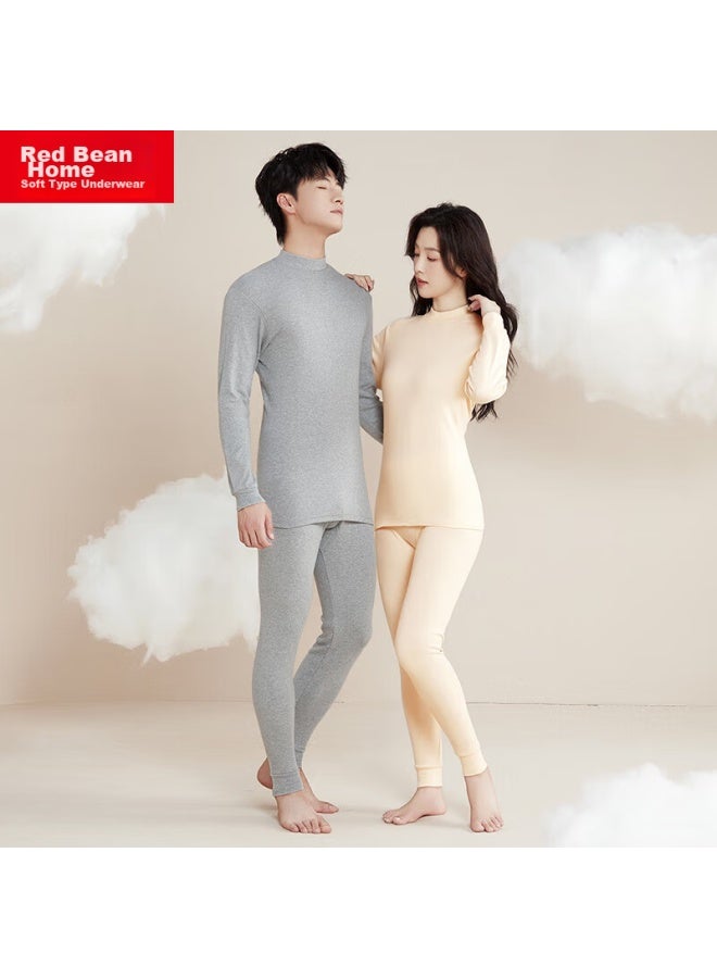 Red Bean Home Hongdou Home Women's Pure Cotton Autumn Underwear Set, Middle-aged And Elderly Semi-turtleneck Basic Thermal Base Layer, Champagne Color, Size 165  - Image 4