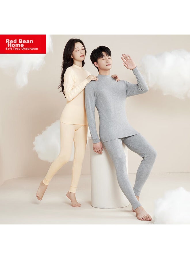Red Bean Home Hongdou Home Women's Pure Cotton Autumn Underwear Set, Middle-aged And Elderly Semi-turtleneck Basic Thermal Base Layer, Champagne Color, Size 165  - Image 5