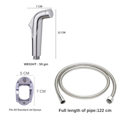 HOMEMATES Silver ABS Handheld Health Faucet Jet Spray Set, High-Pressure Toilet Sprayer with 1.2m Hose, Leakproof Nozzle, Wall Hook & Screws for Bathroom Hygiene - Image 2