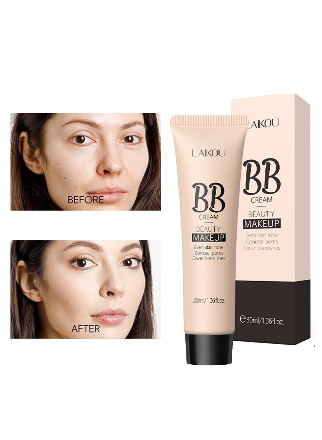لايكو BB كريم مكياج الجمال ، هدية للنساء كريم مرطب لتصحيح اللون كريم كريم خافي العيوب برايمر بتغطية كاملة يضيء لون البشرة بشكل طبيعي لجميع أنواع البشرة يوحد لون البشرة خالي من الزيوت لون طبيعي # 110 عاجي - Image 1