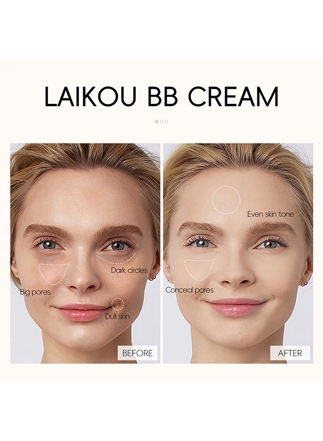 لايكو BB كريم مكياج الجمال ، هدية للنساء كريم مرطب لتصحيح اللون كريم كريم خافي العيوب برايمر بتغطية كاملة يضيء لون البشرة بشكل طبيعي لجميع أنواع البشرة يوحد لون البشرة خالي من الزيوت لون طبيعي # 110 عاجي - Image 5