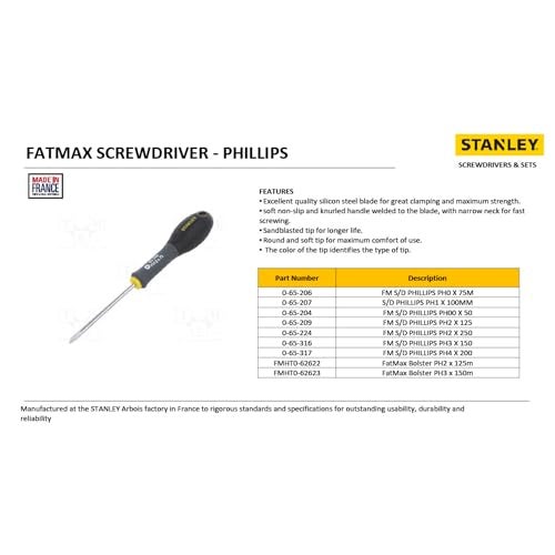 Stanley - FatMax STANLEY 0-65-224 FATMAX SCREWDRIVER PHILLIPS PH2 X 250MM - Image 5