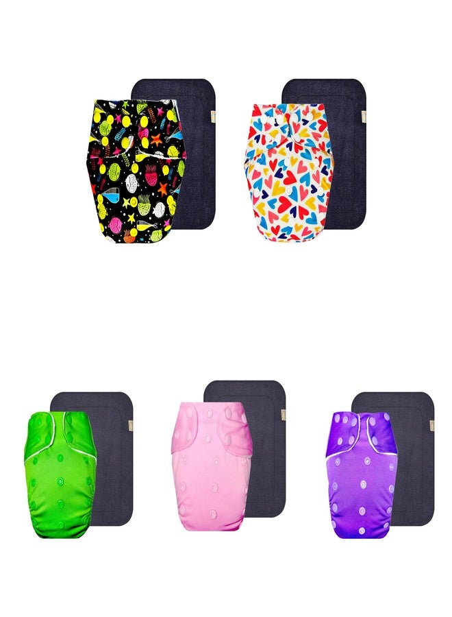 Dumbledo Premium Cloth Diaper with Gray Insert (Pack of 5) | Soft & Gentle | 6-Layer Absorbent Pad | Easy to Clean | Perfect for Indian Summers | 3 Months - 3 Years | Unisex Baby - Image 1