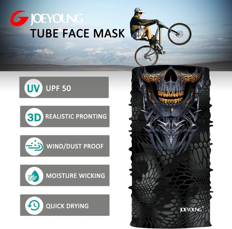 JOEYOUNG Skull Face Mask UV Sun Dust Neck Gaiter Bandana Headwear Motorcycle - Image 3