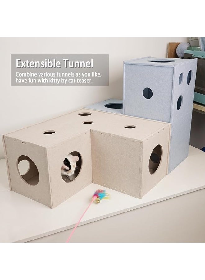 نفق القطط، كهف مخبأ القطط الأصلي للقطط في الأماكن المغلقة، أنابيب وأنفاق لعب كبيرة للقطط، لعبة قطط ناعمة من اللباد مع فتحة تفاعلية للقطط - Image 4
