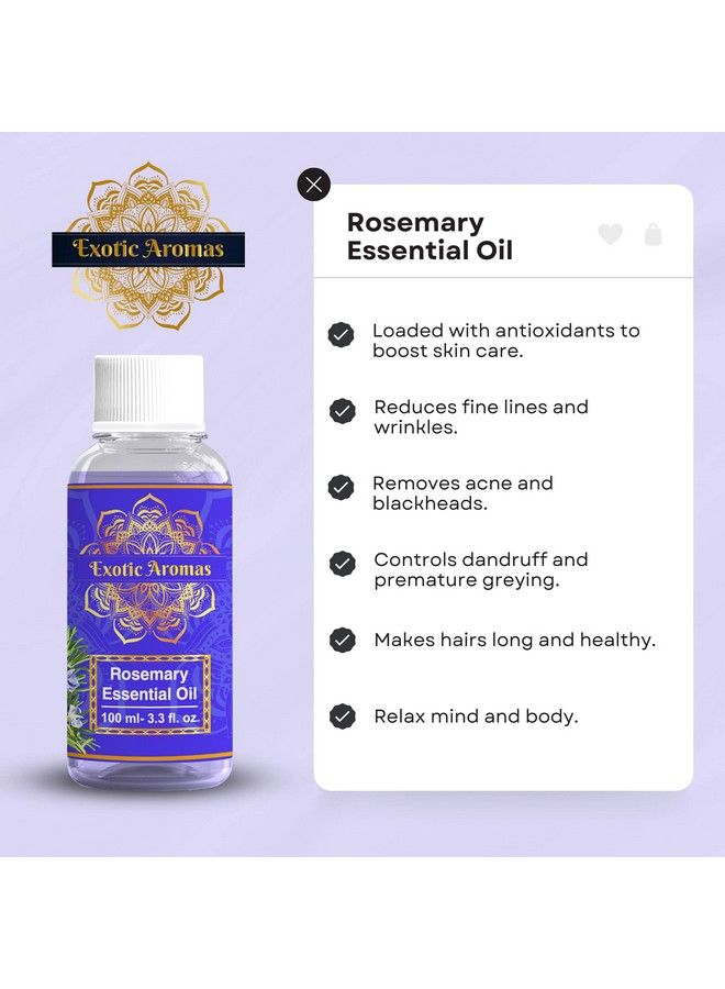 Exotic Aromas Rosemary Oil For Hair Growth 100 Ml Skin Aromatherapy 100% Pure & Natural - Image 5