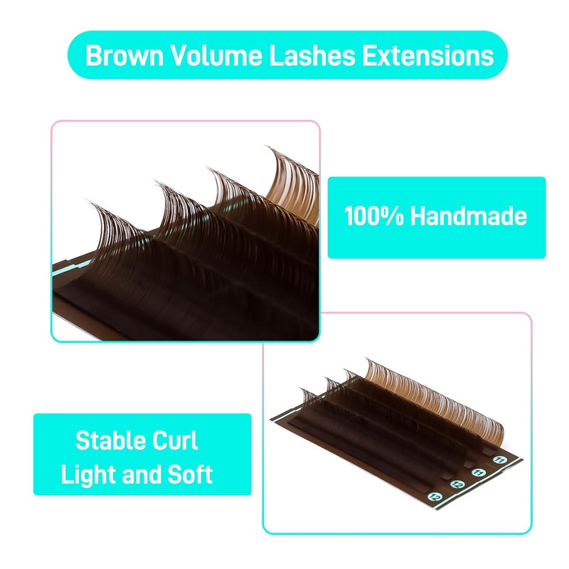 VAVALASH Colored Lash Extensions Dark Brown Eyelash Extensions 0.03 0.05 0.07 0.1 0.15 Volume Lash Extension 8-15mm Mixed Lashes C D Curl Premium color Lashes Extension(Dark Brown-0.03-CC-8-15mm) - Image 3