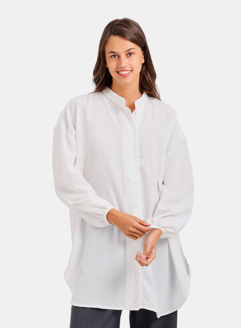 Carina Mandarin Collar Tunic Shirt - Image 1