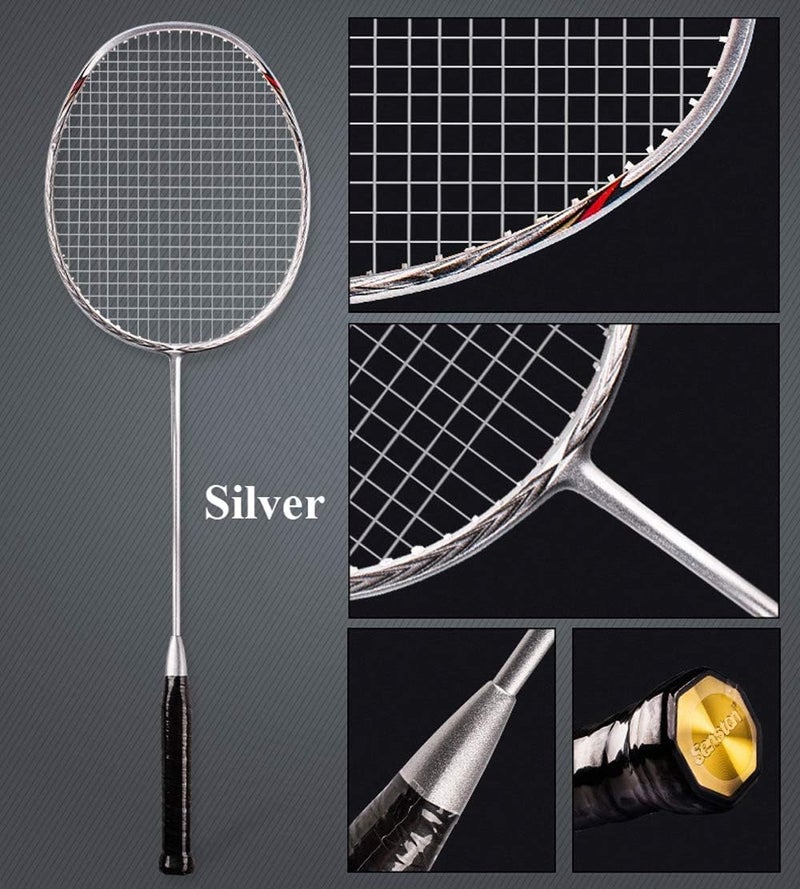 Senston N80 Single Professional Badminton Racket Carbon-Fiber Badminton Racquet Sliver Color - Image 2