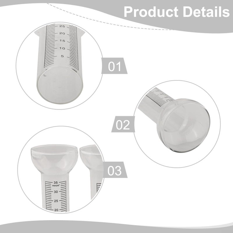 Precipitation Measurement Tube 35mm Scale Transparent Outdoor Rain Gauge 2 Pack - Image 3