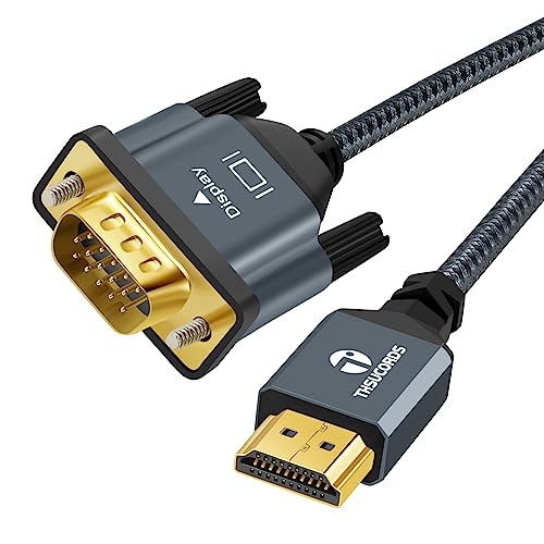 Thsucords HDMI to VGA Cable 5FT, Gold Plated Braided HDMI to VGA Cable (Male to Male) Compatible for Computer, Desktop, Laptop, PC, Monitor, Projector - Image 1