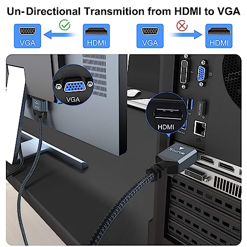 Thsucords HDMI to VGA Cable 5FT, Gold Plated Braided HDMI to VGA Cable (Male to Male) Compatible for Computer, Desktop, Laptop, PC, Monitor, Projector - Image 3