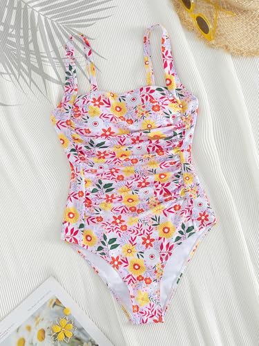 YIMISAN Women's One Piece Swimsuit Square Neck Sporty Ruched Slimming Monokini High Cut Tummy Control Bathing Suit - Image 4
