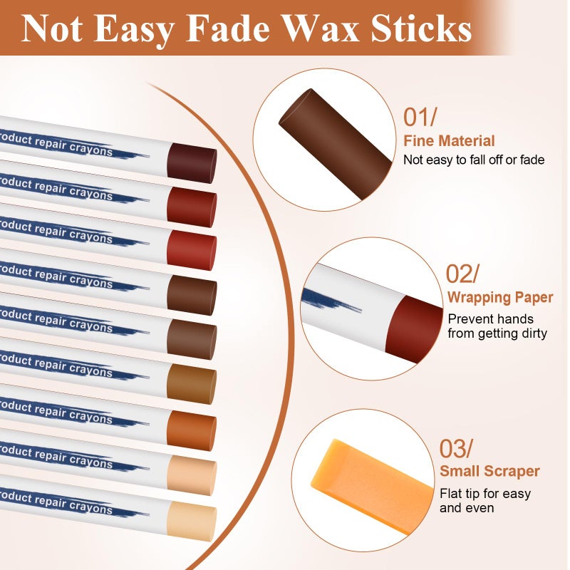 Anglekai 24PCS Furniture Repair Kit, Colorful Wood Filler Stick Floor Scratch Kits, Wooden Repair Wax Sticks for Repairing Scratches - Image 3