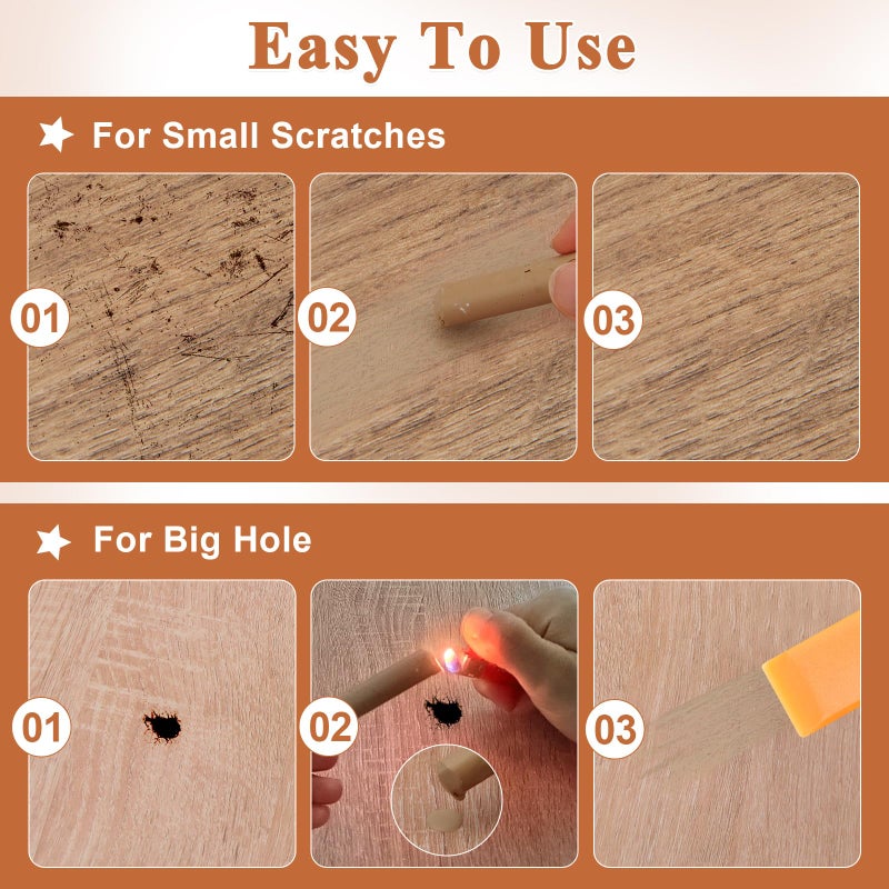 Anglekai 24PCS Furniture Repair Kit, Colorful Wood Filler Stick Floor Scratch Kits, Wooden Repair Wax Sticks for Repairing Scratches - Image 5