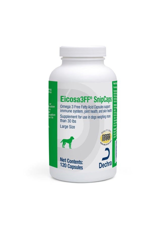 Dechra Eicosa3FF SnipCaps Omega 3 Free Fatty Acid Capsules for Dogs - Large, 120 ct - Image 1