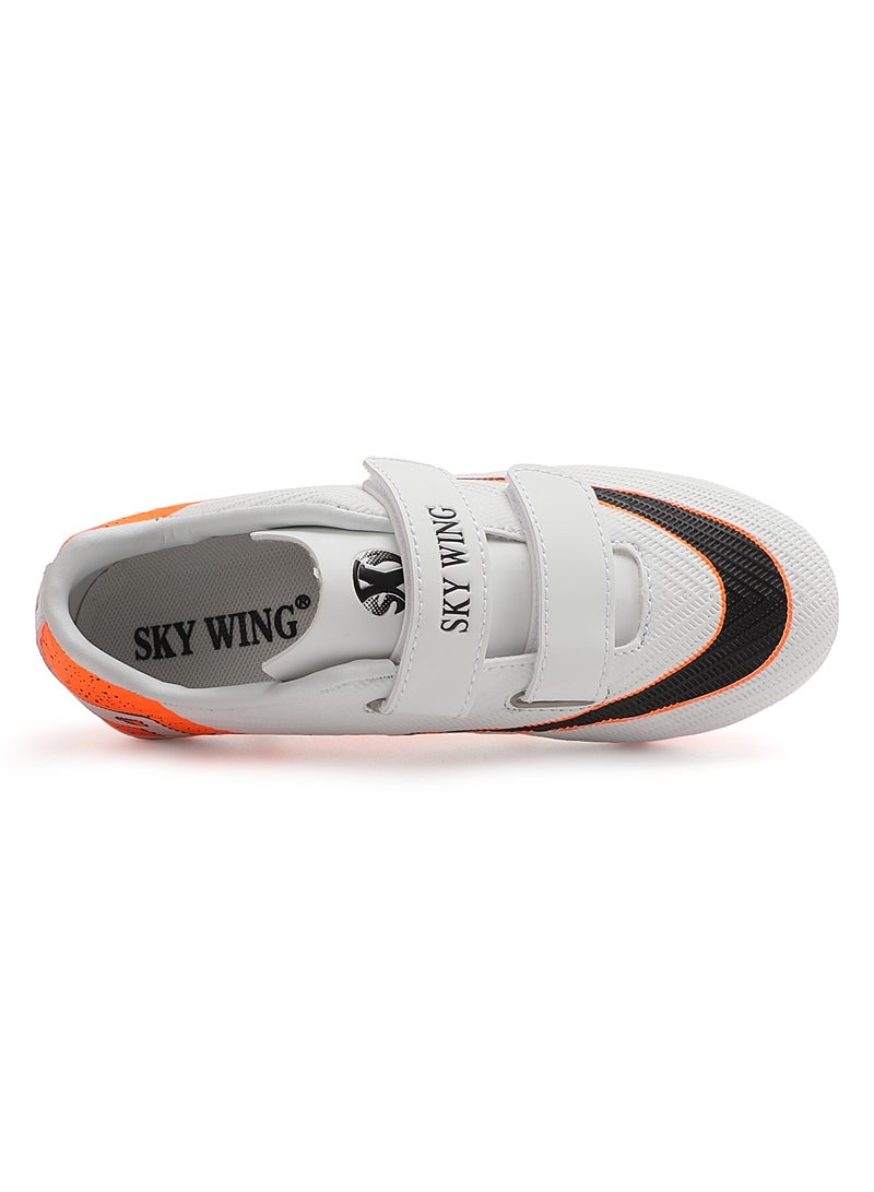 جناح السماء حذاء كرة قدم SKY WING للأولاد والبنات بنعل FG مزود بخطاف وحلقة حذاء كرة قدم للجنسين للأطفال للاستخدام الداخلي والخارجي مناسب للأطفال الصغار والكبار - Image 5