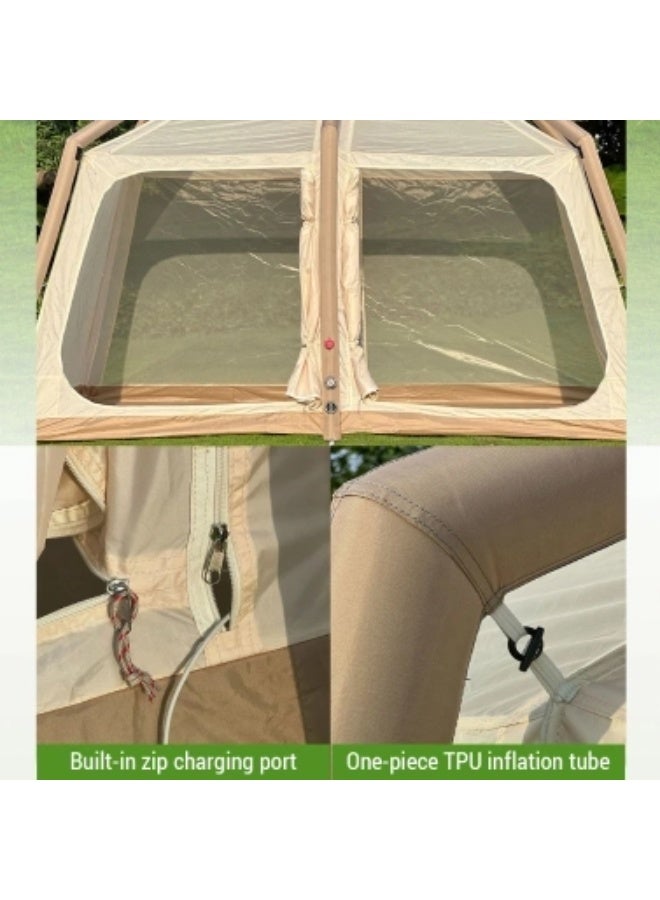 توبيز خيمة توبي القابلة للنفخ 04 خيمة تخييم مع مضخة، خيام تخييم فاخرة تتسع من 4 إلى 6 أشخاص، خيمة كابينة مع أبواب ونوافذ شبكية، بطارية قابلة لإعادة الشحن للنفخ - Image 5