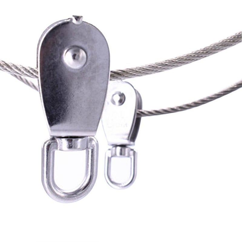 CREATIEE-PRO 4Pcs M25 Stainless Steel Wire Rope Crane Double Pulley Block Lifting Crane Swivel Hook Single Pulley Block Hanging Wire Towing Wheel - Image 5