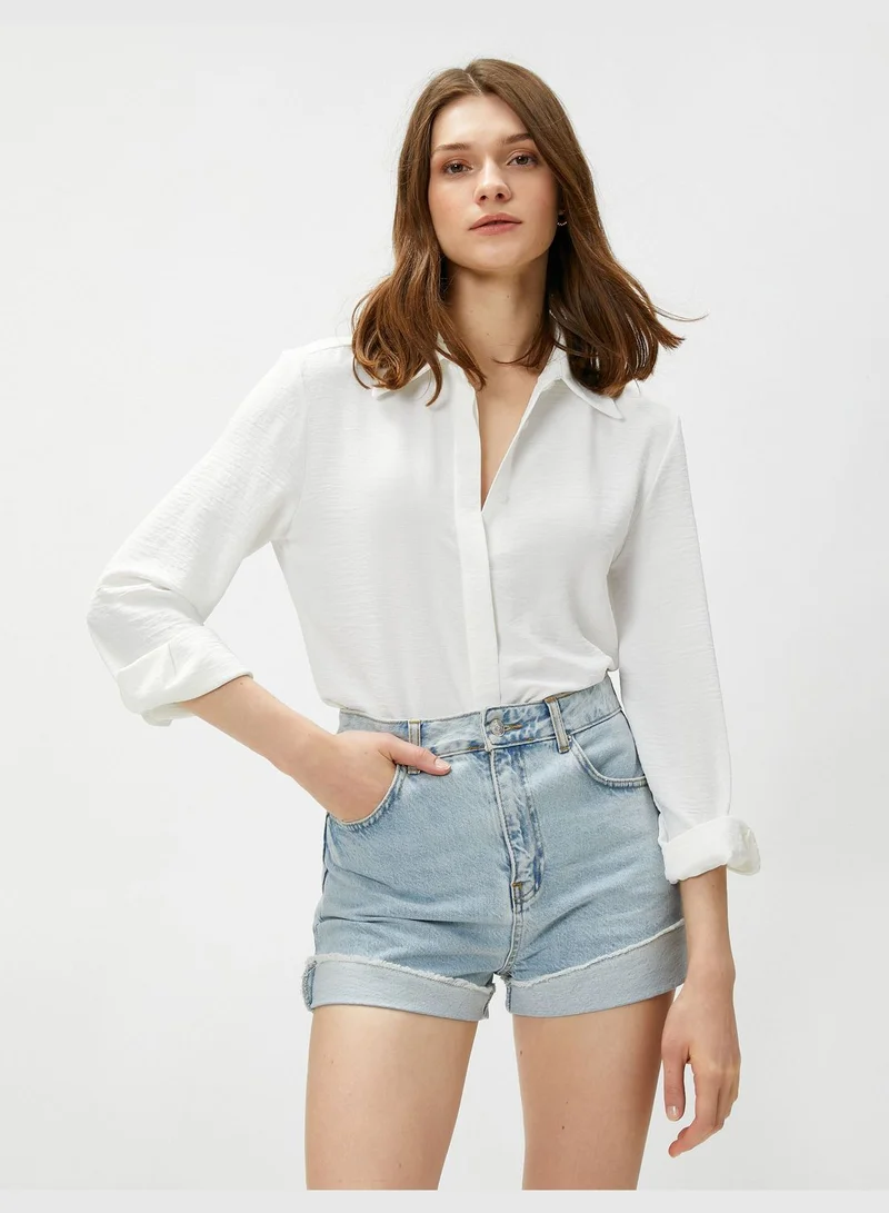 KOTON Hidden Button Long Sleeve Shirt