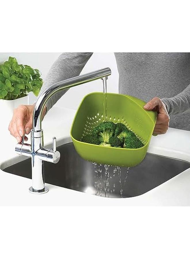 جوزيف جوزيف مصفاة مربعة قابلة للتكديس بزوايا سهلة الصب ومقبض رأسي، أخضر متوسط 40088 - Image 3