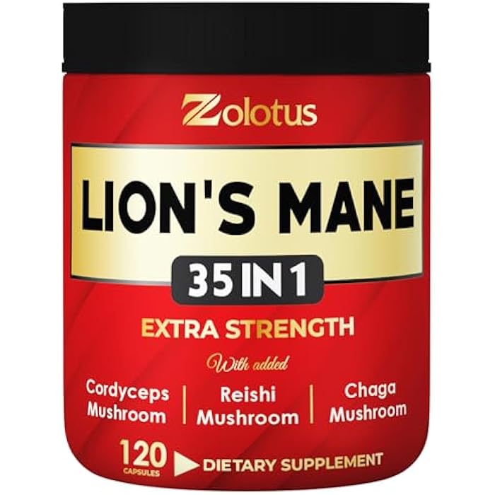 Zolotus 35 in 1 Lions Mane Mushroom Capsules Cordeyceps, Reishi, Elderberry, Ashwagandha, Panax Ginseng - 120 Count - Image 1