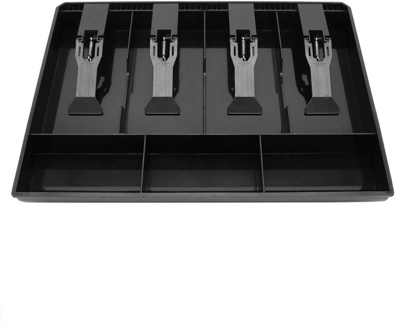 Homava Plastic Cash Register Drawer Insert Tray with 4 Bill/3 Coin Compartments for Money Storage, 32.2 X 3.5 X 24.5 CM, Black - Image 2