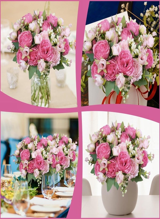 AUMVEYI Peony Artificial Flowers, 6 Bundles Fake Peonies Faux Pink Flower Centerpieces for Tables Vase, Bulk Blush Silk Peonies Artificial Bouquet for Wedding Decorations Indoor Floral Arrangement - Image 3