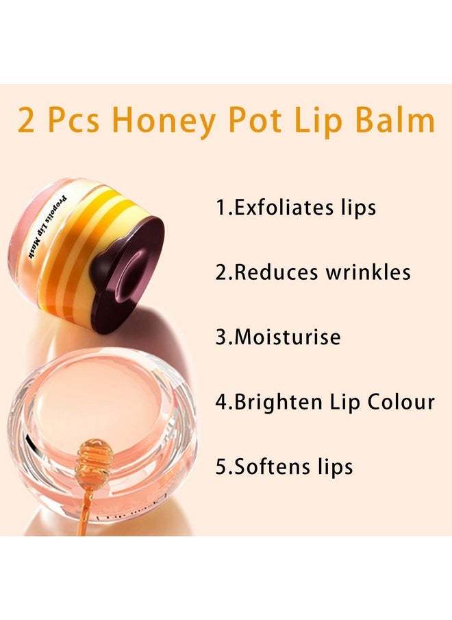 LemonSac - 2Pcs Lip Mask Overnight Honey&Strawberry Moisturizing Day And Night Repair Sleeping Lip Balm Fade Lip Lines Bee Balm Hydrating &Prevention Dry And Crack Lip Scrubs Exfoliator (Honey & Strawberry) - Image 1