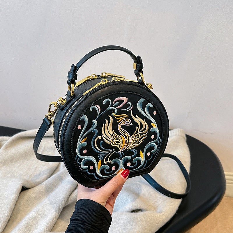 Fashion Shoulder Bag Embroidered Ethnic Style Women'S Bag Casual Portable Small Round Bag Fashionable National Style Crossbody Bag - Image 1