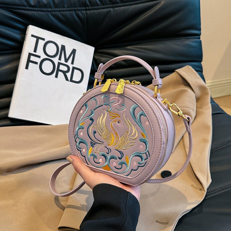 Fashion Shoulder Bag Embroidered Ethnic Style Women'S Bag Casual Portable Small Round Bag Fashionable National Style Crossbody Bag - Image 3