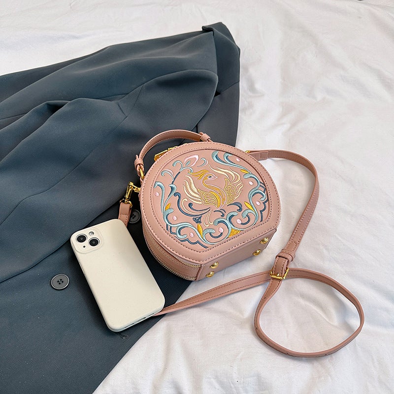 Fashion Shoulder Bag Embroidered Ethnic Style Women'S Bag Casual Portable Small Round Bag Fashionable National Style Crossbody Bag - Image 5