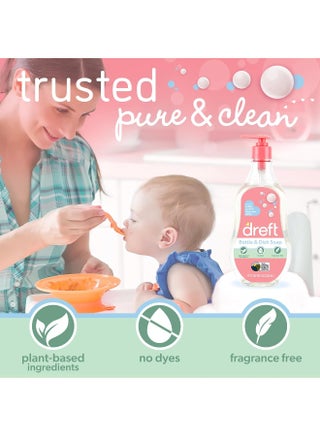 DREFT Bottle and Dish Soap | Made to Clean Baby Bottles, Sippy Cups, Pacifiers, Breast Pumps, & More | Gently Removes Milk Film & Odors | Plant Based, Fragrance Free Dish Soap | 18 Fl Oz (Pack of 3) - view 2