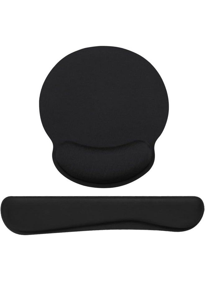 ECVV Ergonomic Mouse Pad with Keyboard Wrist Rest Support for Gaming/Working, Nonslip Memory Foam Keyboard Mouse Wrist Support Set for Easy Typing Pain Relief  - Image 1