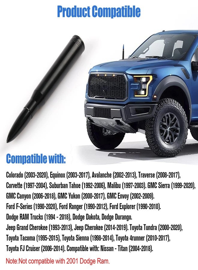 BJSIA Universal Car Antenna Cb Radio Antenna Compatible with Toyota, Ford, Dodge, Chevrolet, GMC, Jeep, Truck Antenna - Made of Rugged Billet and Aluminum, Silver, Car Accessories - Image 2