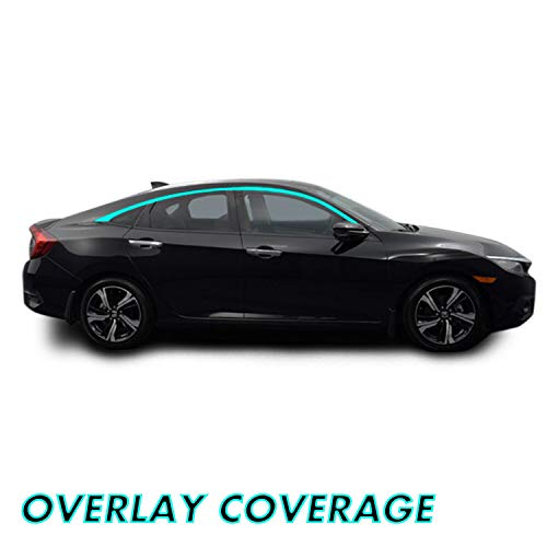 SlickMod Chrome Delete Blackout Vinyl Overlay for 2016-2021 Honda Civic Sedan Window Trim (Gloss Black) - Image 2