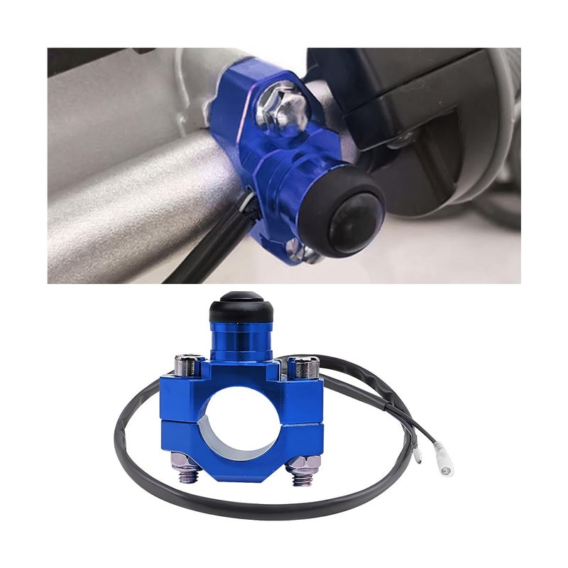 Bittwee CNC Universal Motorcycle Engine Stop Start Kill Switch Button Motorbike Engine On Off Button with Mounting Backplate Vehicle Accessories for ATV Dirt Pit Bike Scooter Blue