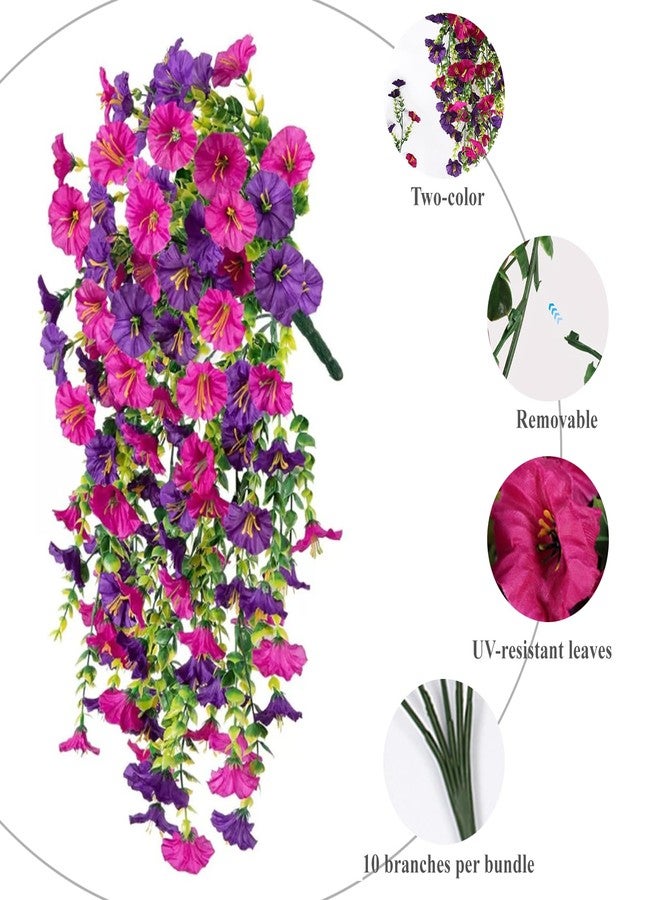 IVICOO Fake Flowers for Outside,uv Resistant Artificial Outdoor Flowers, 1 Pack Fake Plants,Outdoor Faux Plants,Artificial Hanging Plants Outdoors Fake Flowers（Purple Pink） - Image 3