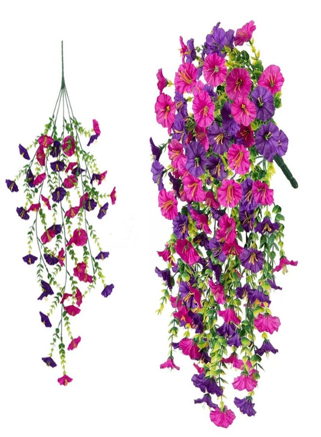 IVICOO Fake Flowers for Outside,uv Resistant Artificial Outdoor Flowers, 1 Pack Fake Plants,Outdoor Faux Plants,Artificial Hanging Plants Outdoors Fake Flowers（Purple Pink） - Image 1