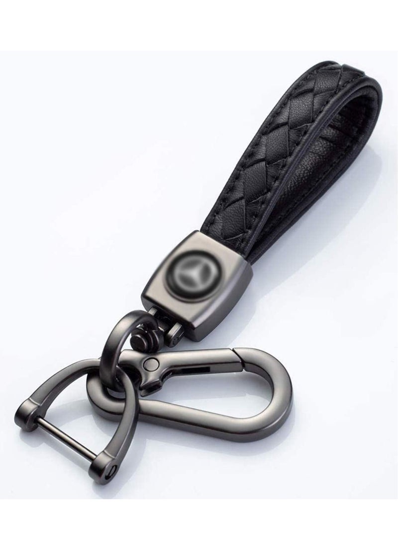 Excefore Keychain, Genuine Leather Keychain for Car Keys, Motorcycle Keys, Family Keys, Black - Image 1