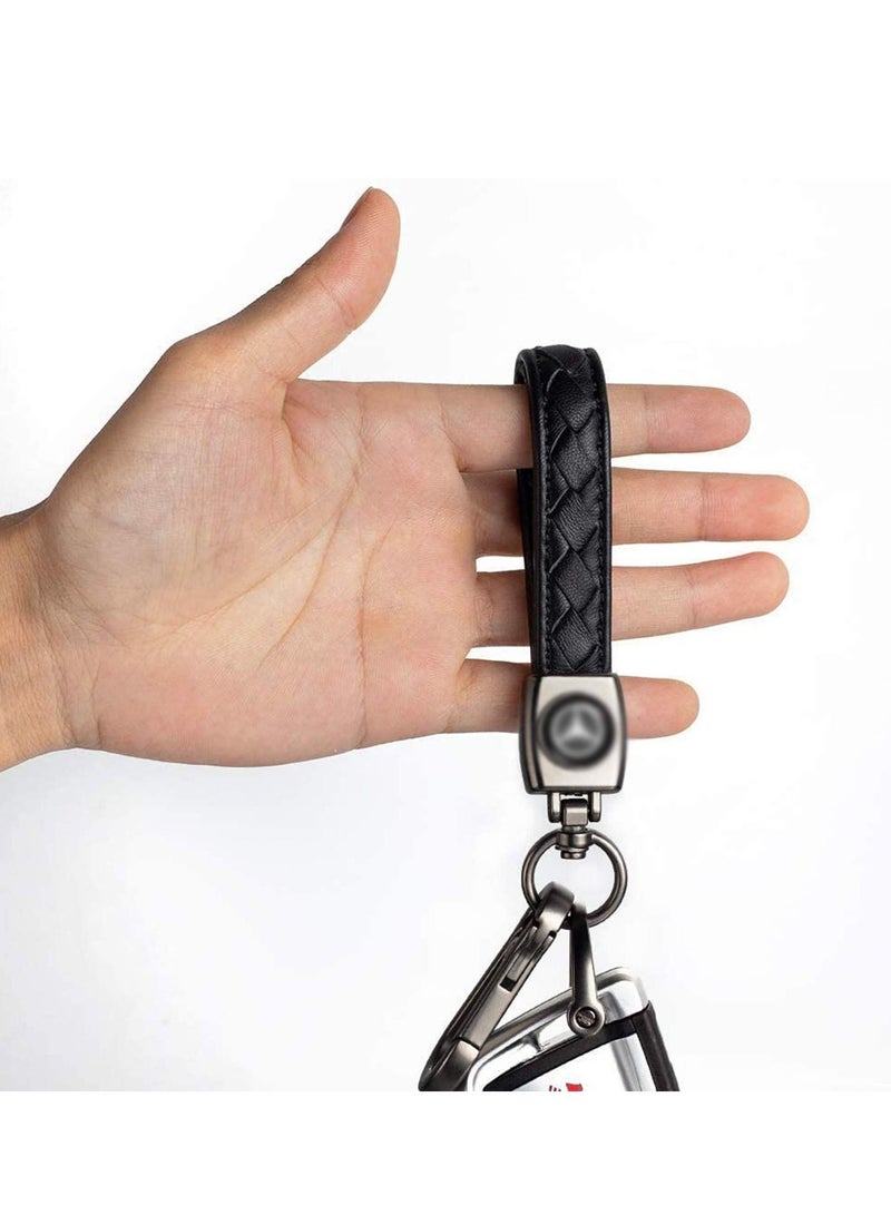 Excefore Keychain, Genuine Leather Keychain for Car Keys, Motorcycle Keys, Family Keys, Black - Image 5