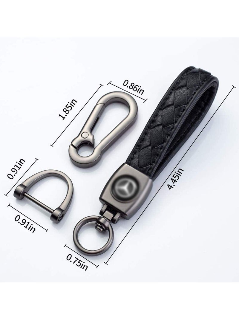 Excefore Keychain, Genuine Leather Keychain for Car Keys, Motorcycle Keys, Family Keys, Black - Image 3