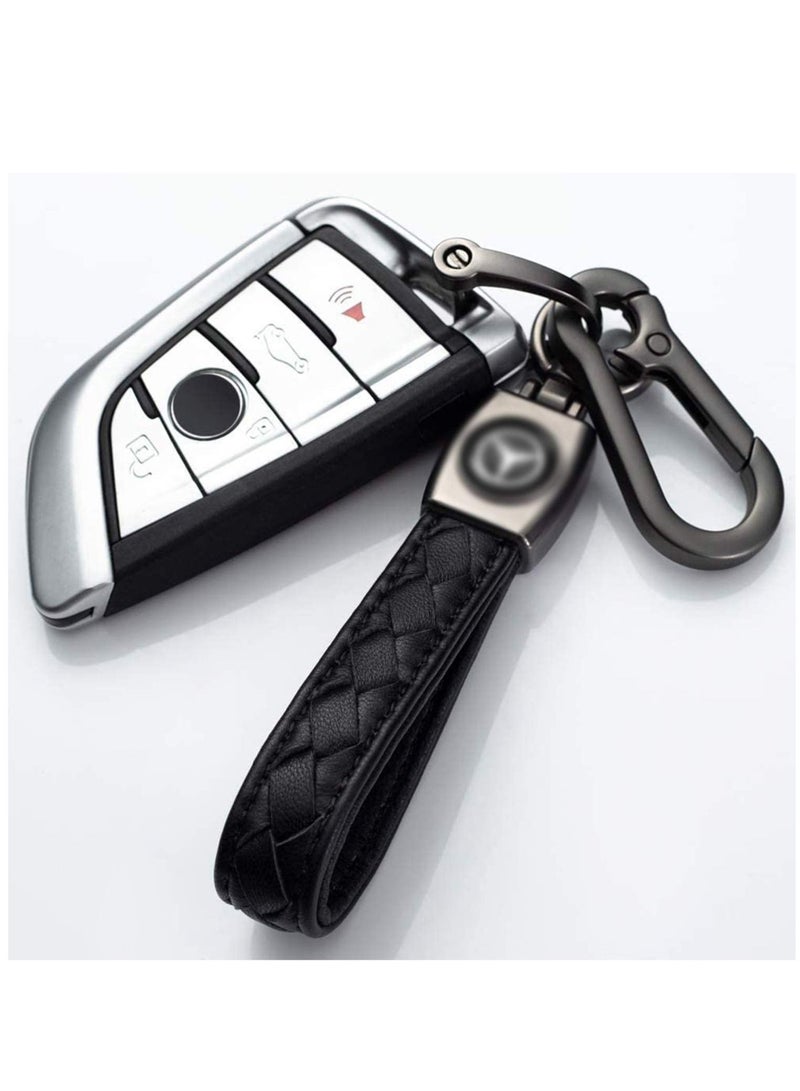 Excefore Keychain, Genuine Leather Keychain for Car Keys, Motorcycle Keys, Family Keys, Black - Image 2