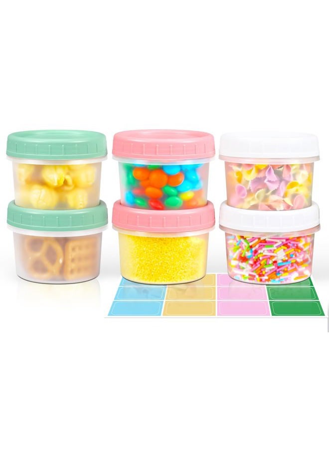 ASEVAT 4oz 6Pack Small Food Containers with Lids Salad Dressing Container Reuseable Snack Container Plastic Jar Freezer Storage Jars, Leakproof/Microwave/Dishwasher Safe - Image 1
