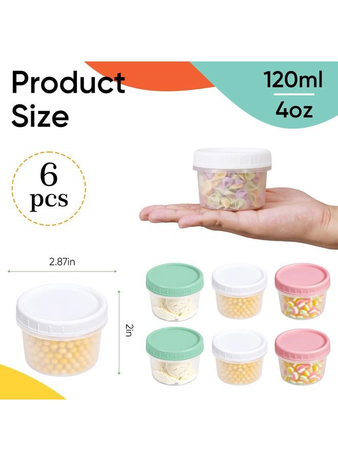 ASEVAT 4oz 6Pack Small Food Containers with Lids Salad Dressing Container Reuseable Snack Container Plastic Jar Freezer Storage Jars, Leakproof/Microwave/Dishwasher Safe - Image 3