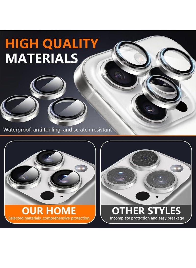 Raxoom Camera Protection for iPhone 16 Pro/16 Pro Max – [Convex Platform HD Tempered Glass] + [Aluminium Ring] Camera Lens Protector (Silver) - Image 3