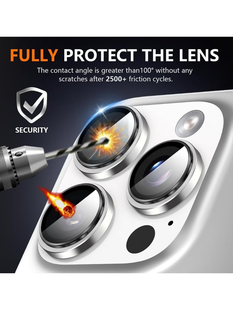 Raxoom Camera Protection for iPhone 16 Pro/16 Pro Max – [Convex Platform HD Tempered Glass] + [Aluminium Ring] Camera Lens Protector (Silver) - Image 4