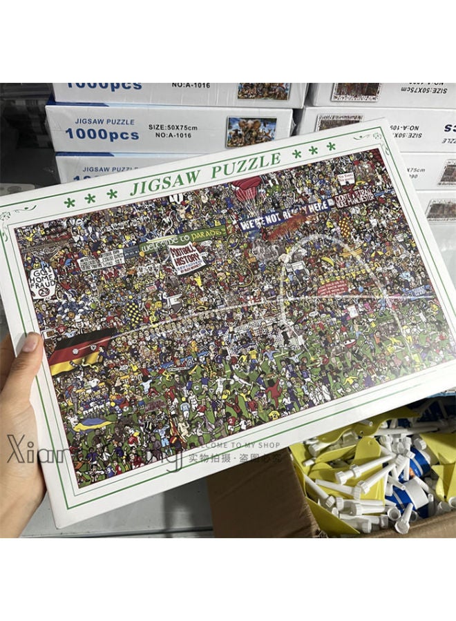 Only 20% People Can Solve 1000-piece Puzzles Like Times Square 0.9kg Jigsaw Puzzles Toys/puzzles Board Games-Color:Football History Spot Seconds - Image 1